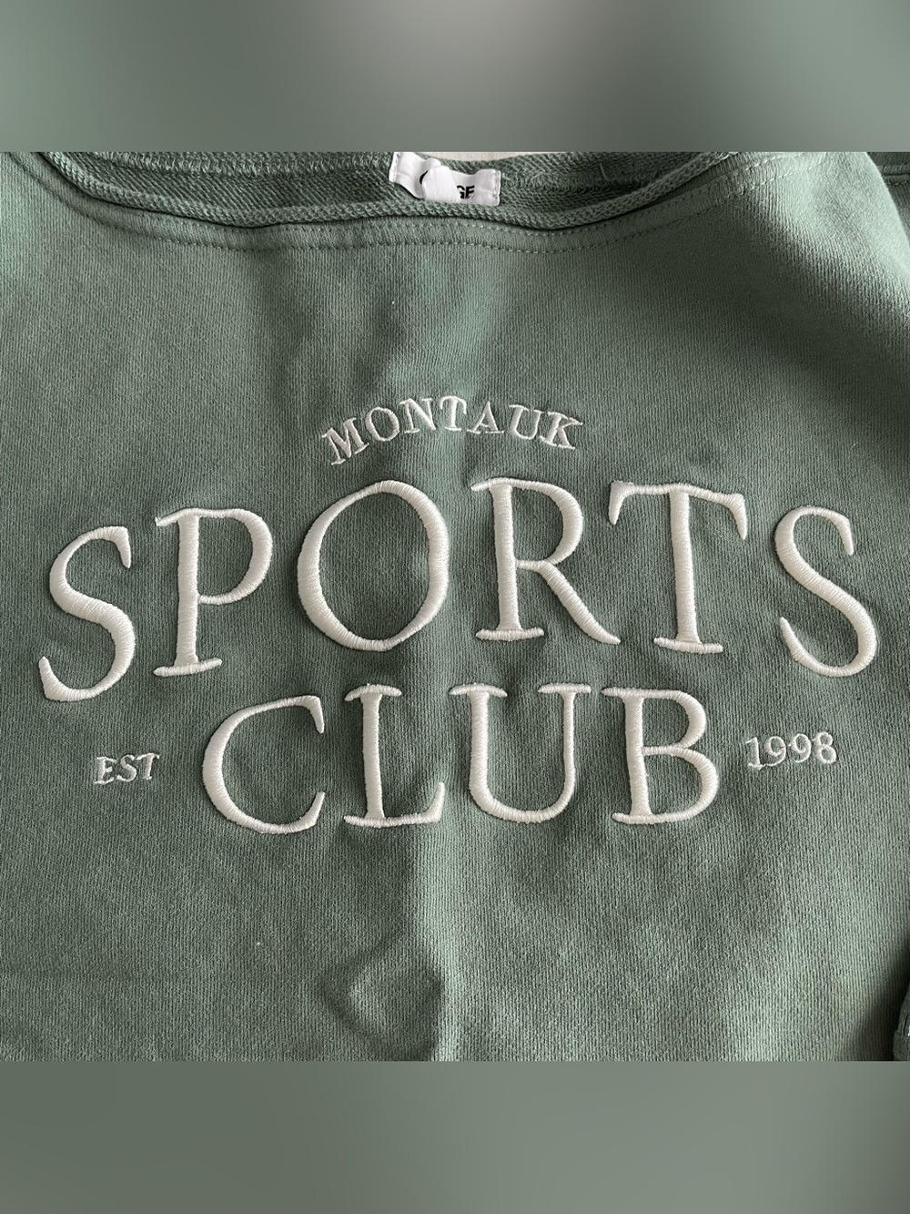 Garage Green Off Shoulder Sweater X-small Montauk Sports Club oversized - Picture 4 of 8